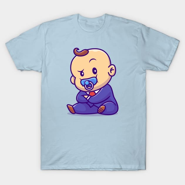 Cute Baby Boss With Pacifier Cartoon T-Shirt by Catalyst Labs